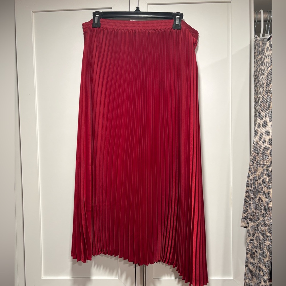 a new day Red Midi Pleated Skirt